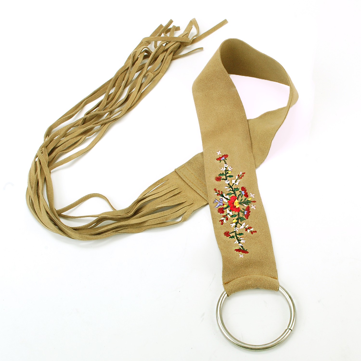 Womens Casual Genuine Leather Boho Suede Western Fringe Wide Strap